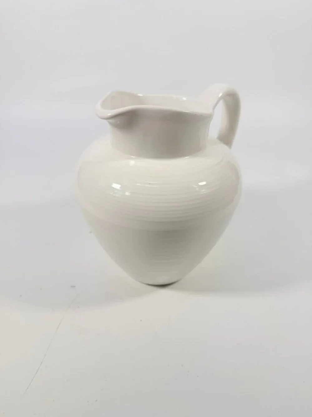 Ironstone Ceramic Pitcher White Ribbed Beehive Fapor Portugal Textured Stoneware - Picture 8 of 16